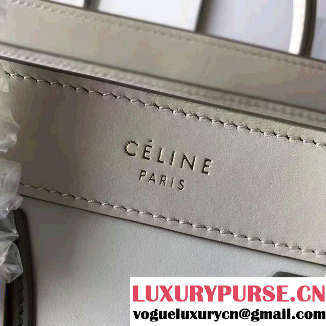 Celine Luggage Nano Tote Bag In Original Calfskin Leather Ivory/Dark Green
