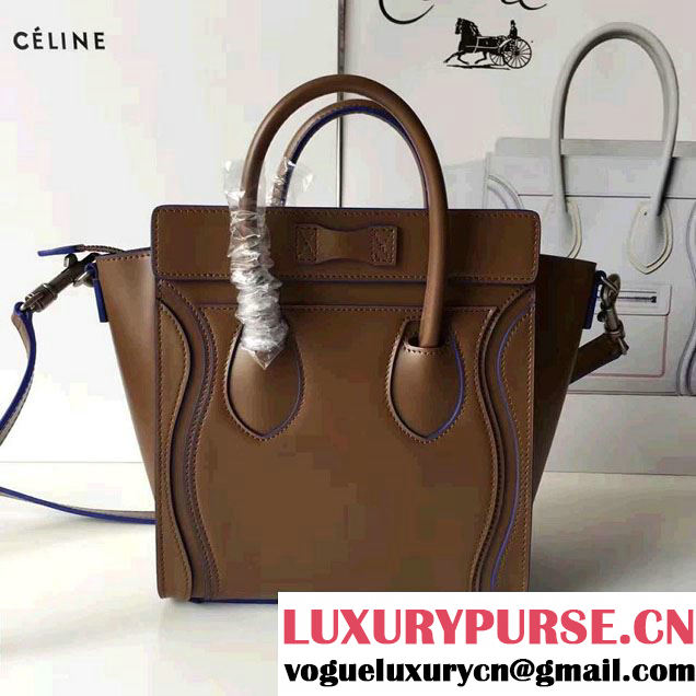 Celine Luggage Nano Tote Bag In Original Calfskin Smooth Leather Caramel