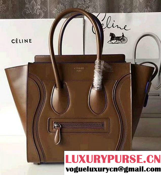 Celine Luggage Micro Tote Bag In Original Calfskin Smooth Leather Caramel