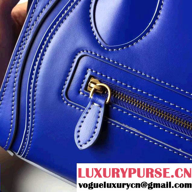 Celine Luggage Nano Tote Bag In Original Calfskin Smooth Leather Sapphire