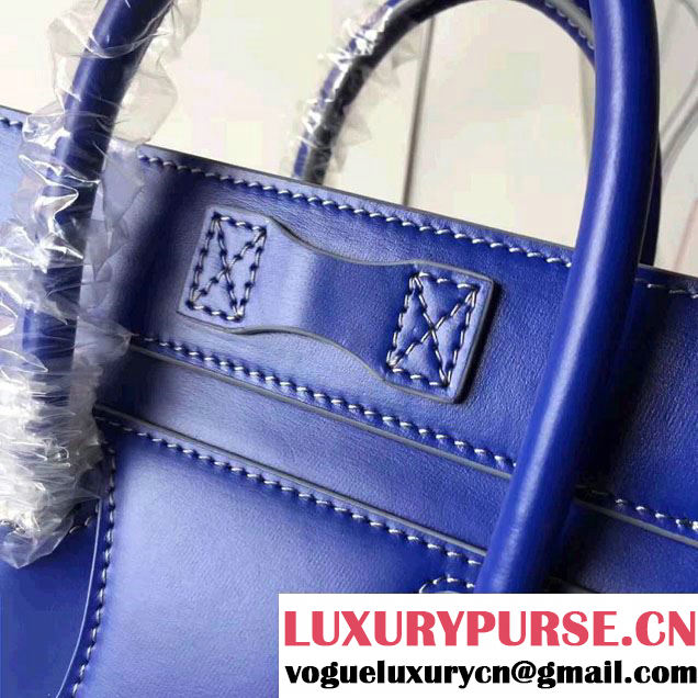 Celine Luggage Nano Tote Bag In Original Calfskin Smooth Leather Sapphire
