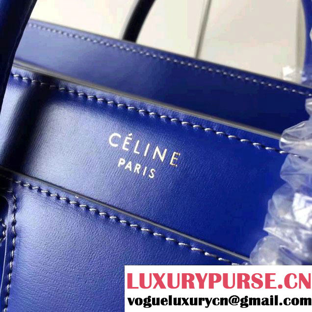Celine Luggage Nano Tote Bag In Original Calfskin Smooth Leather Sapphire