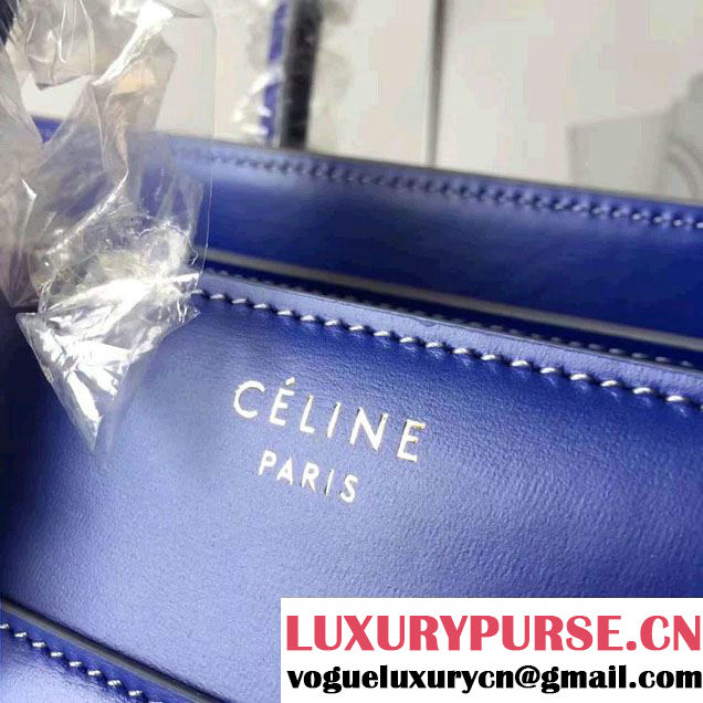 Celine Luggage Micro Tote Bag In Original Calfskin Smooth Leather Sapphire