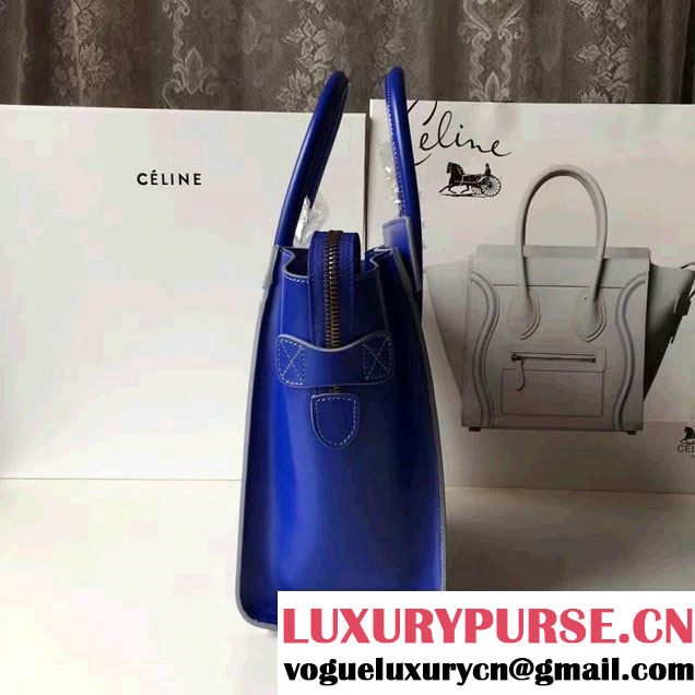 Celine Luggage Micro Tote Bag In Original Calfskin Smooth Leather Sapphire