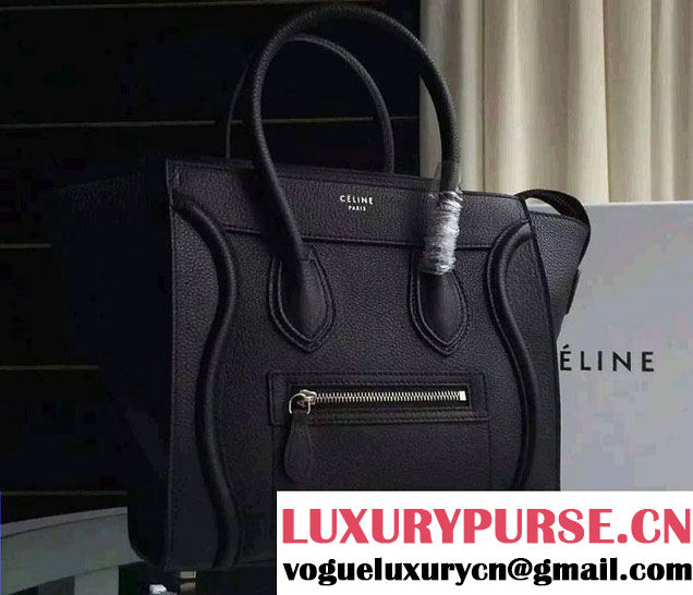 Celine Luggage Mini Tote Bag in Original Grained Leather Black