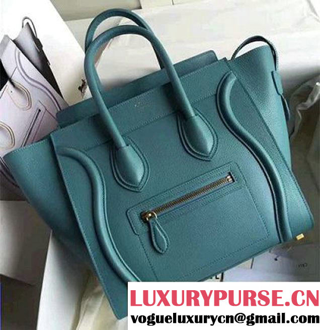 Celine Luggage Mini Tote Bag in Original Goatskin Leather Ice Green