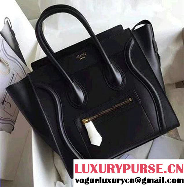 Celine Luggage Mini Tote Bag in Original Smooth Leather Black