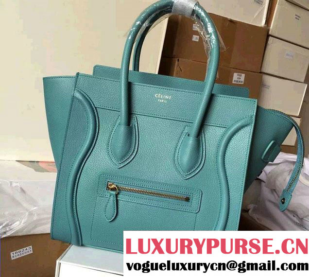 Celine Luggage Micro Tote Bag in Original Goatskin Leather Ice Green