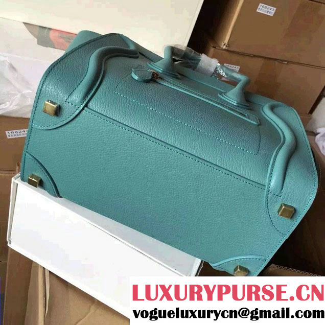 Celine Luggage Micro Tote Bag in Original Goatskin Leather Ice Green