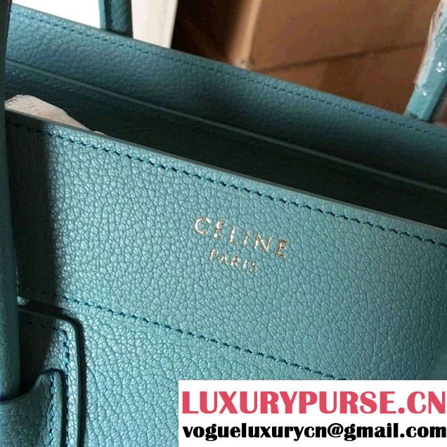 Celine Luggage Micro Tote Bag in Original Goatskin Leather Ice Green