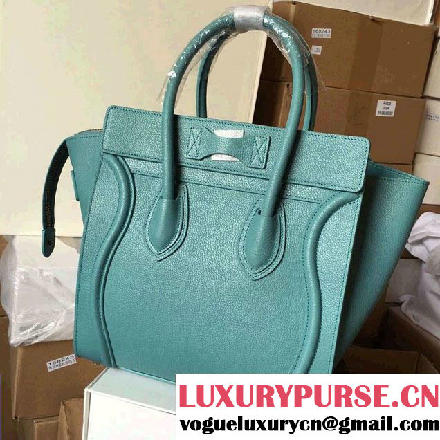 Celine Luggage Micro Tote Bag in Original Goatskin Leather Ice Green