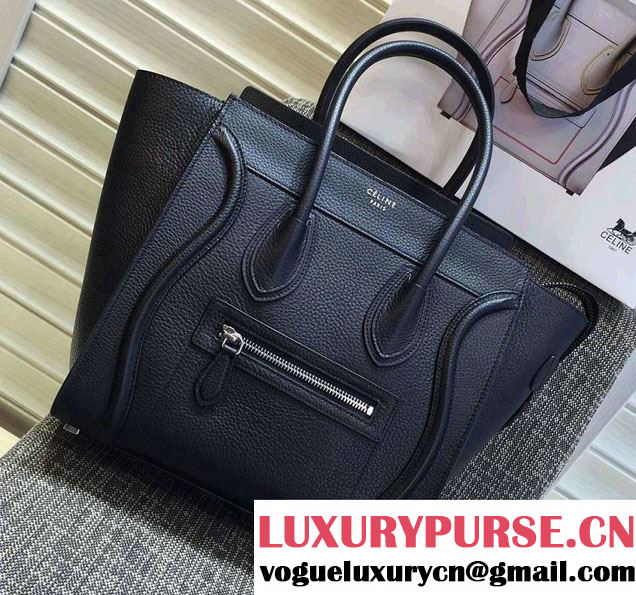 Celine Luggage Micro Tote Bag in Original Grained Leather Black 2016