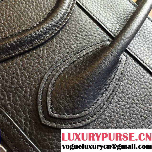 Celine Luggage Micro Tote Bag in Original Grained Leather Black 2016