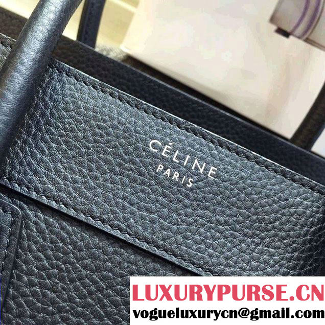 Celine Luggage Micro Tote Bag in Original Grained Leather Black 2016
