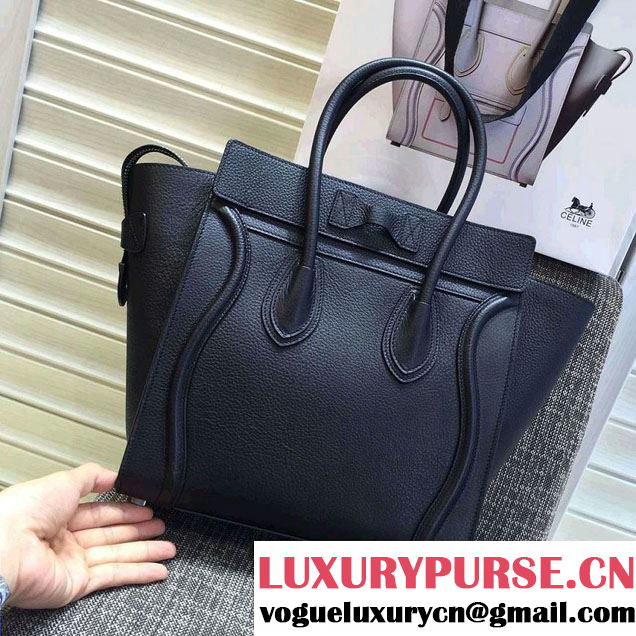 Celine Luggage Micro Tote Bag in Original Grained Leather Black 2016