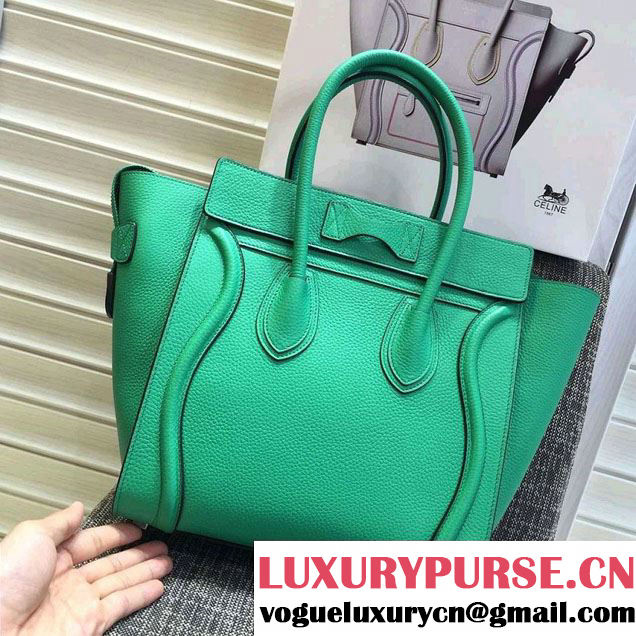 Celine Luggage Micro Tote Bag in Original Grained Leather Green 2016