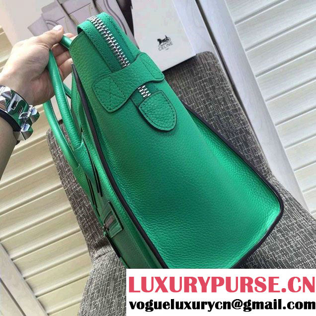 Celine Luggage Micro Tote Bag in Original Grained Leather Green 2016