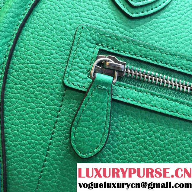 Celine Luggage Micro Tote Bag in Original Grained Leather Green 2016