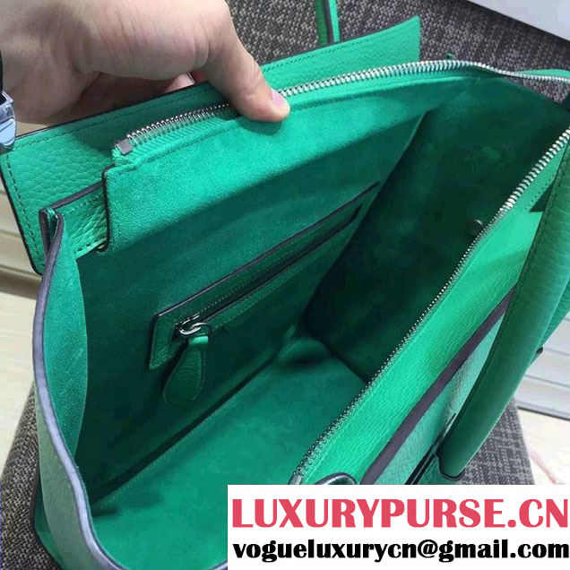 Celine Luggage Micro Tote Bag in Original Grained Leather Green 2016