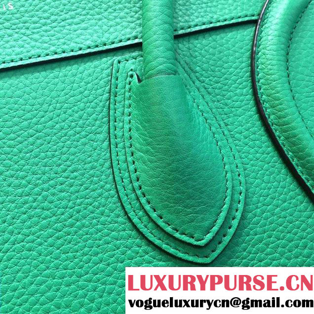 Celine Luggage Micro Tote Bag in Original Grained Leather Green 2016