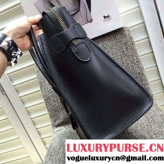 Celine Luggage Micro Tote Bag in Original Goatskin Leather Black 2016