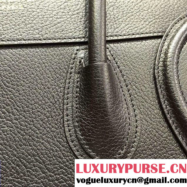 Celine Luggage Micro Tote Bag in Original Goatskin Leather Black 2016