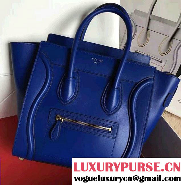 Celine Luggage Micro Tote Bag in Original Smooth Calfskin Royal Blue 2016