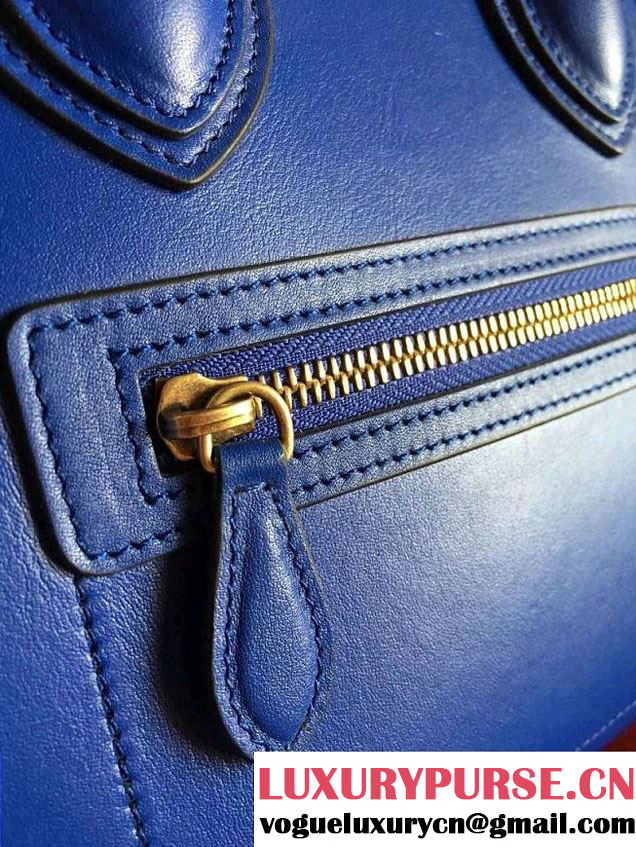 Celine Luggage Micro Tote Bag in Original Smooth Calfskin Royal Blue 2016