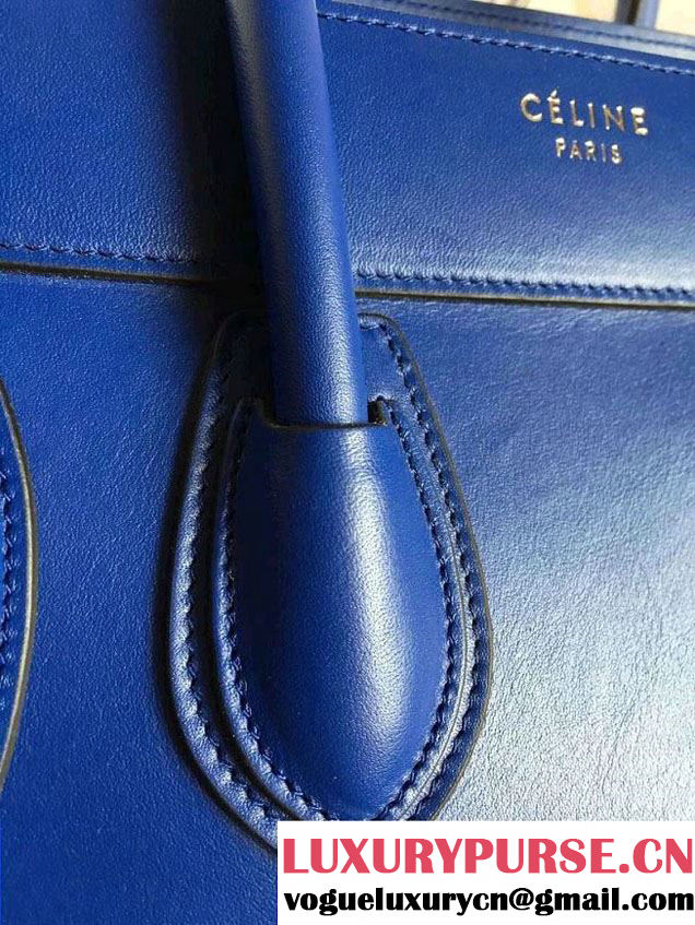 Celine Luggage Micro Tote Bag in Original Smooth Calfskin Royal Blue 2016