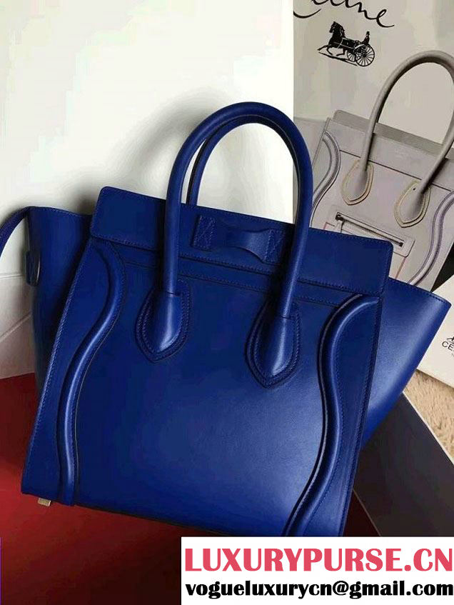 Celine Luggage Micro Tote Bag in Original Smooth Calfskin Royal Blue 2016