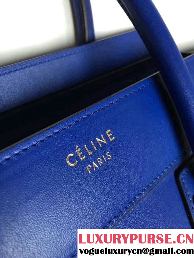 Celine Luggage Micro Tote Bag in Original Smooth Calfskin Royal Blue 2016