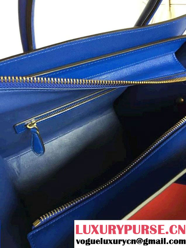 Celine Luggage Micro Tote Bag in Original Smooth Calfskin Royal Blue 2016