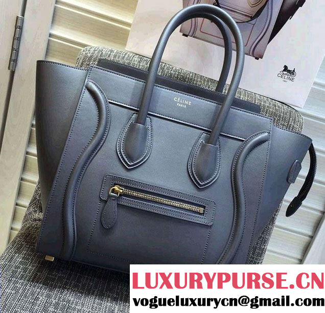 Celine Luggage Micro Tote Bag in Original Smooth Calfskin Gray 2016