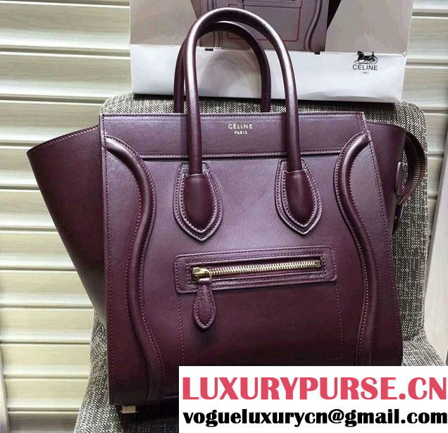 Celine Luggage Micro Tote Bag in Original Smooth Calfskin Burgundy 2016