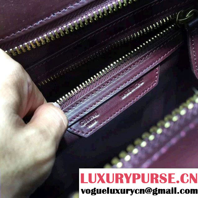 Celine Luggage Micro Tote Bag in Original Smooth Calfskin Burgundy 2016