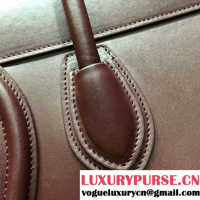 Celine Luggage Micro Tote Bag in Original Smooth Calfskin Burgundy 2016