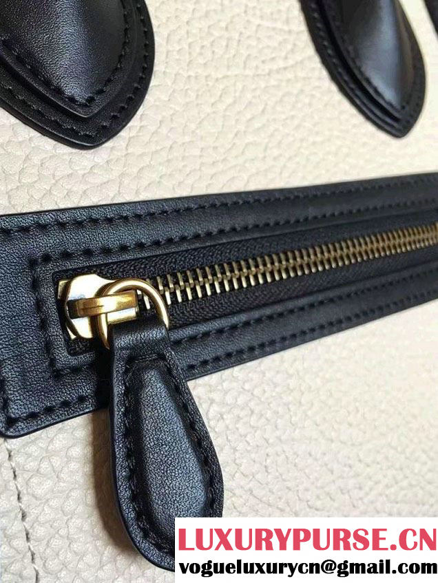 Celine Luggage Micro Tote Bag in Original Leather Black/Grained Beige/Crinkle Ice Green 2016