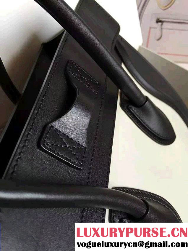 Celine Luggage Micro Tote Bag in Original Leather Black/White/Green 2016