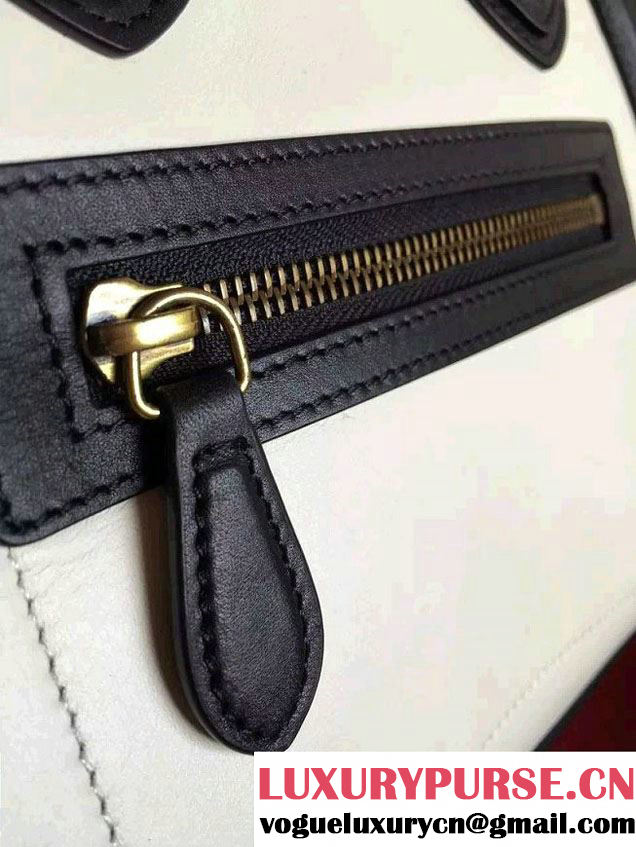 Celine Luggage Micro Tote Bag in Original Leather Black/White/Green 2016