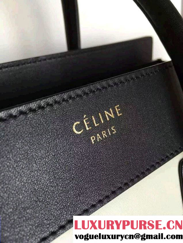 Celine Luggage Micro Tote Bag in Original Leather Black/White/Green 2016