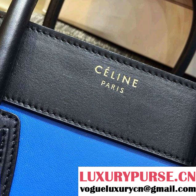 Celine Luggage Micro Tote Bag in Original Leather Black/Blue/Burgundy 2016