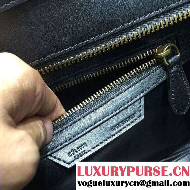 Celine Luggage Micro Tote Bag in Original Leather Black/Peach/Burgundy 2016