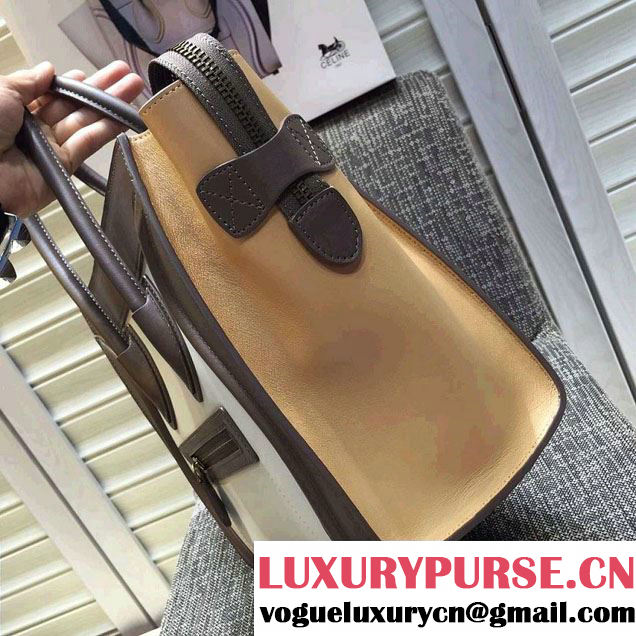 Celine Luggage Micro Tote Bag in Original Leather Coffee/White/Apricot 2016