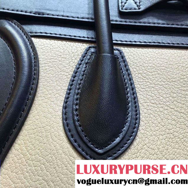 Celine Luggage Micro Tote Bag in Original Leather Navy Blue/Grained Beige/Blue 2016
