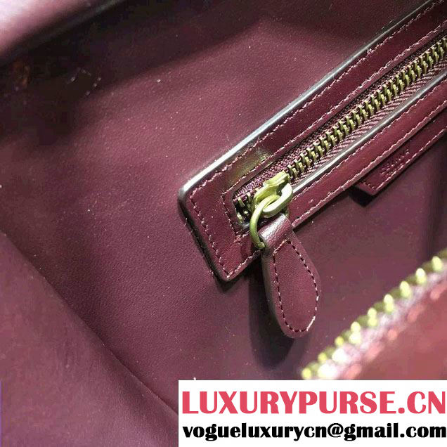 Celine Luggage Micro Tote Bag in Original Leather Burgundy/Grained White/Grained Sky Blue 2016