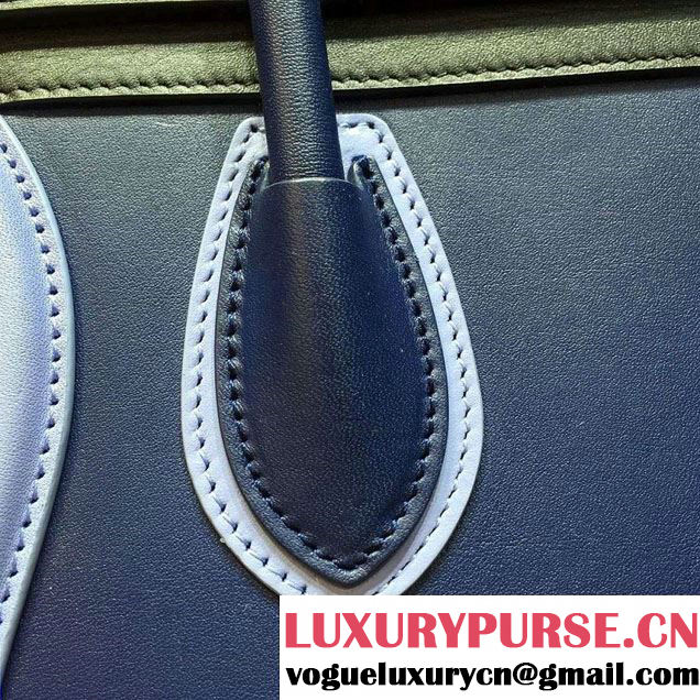 Celine Luggage Micro Tote Bag in Original Leather Black/Royal Blue/Sky Blue 2016