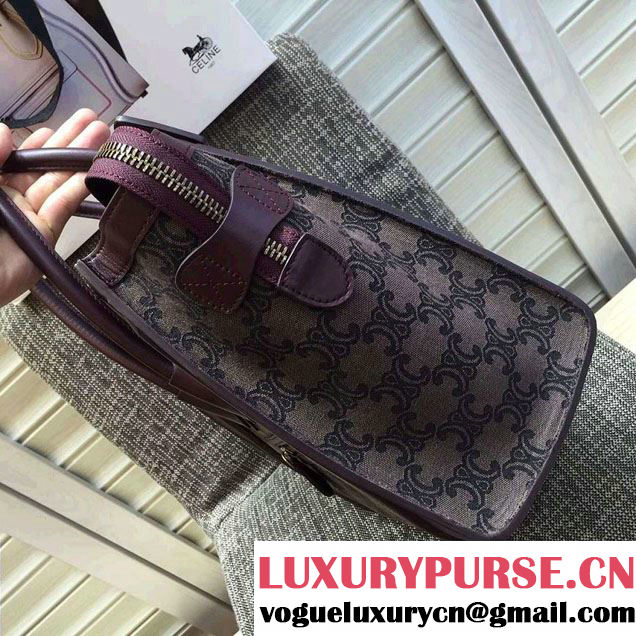 Celine Luggage Micro Tote Bag in Original Leather Burgundy/Fabric 2016