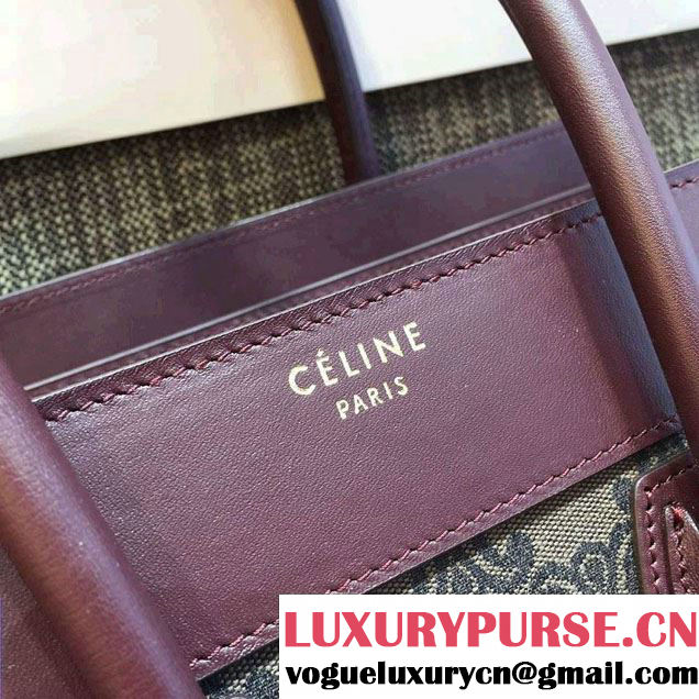 Celine Luggage Micro Tote Bag in Original Leather Burgundy/Fabric 2016