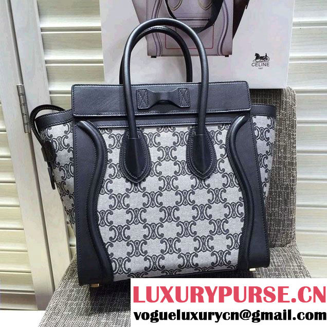 Celine Luggage Micro Tote Bag in Original Leather Black/Fabric 2016