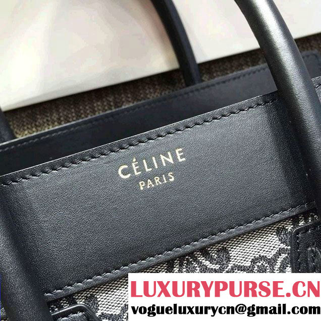 Celine Luggage Micro Tote Bag in Original Leather Black/Fabric 2016
